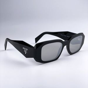 NEW Prada PR17WS 1AB2B0 Black Light Gray Mirrored Silver Square Unisex